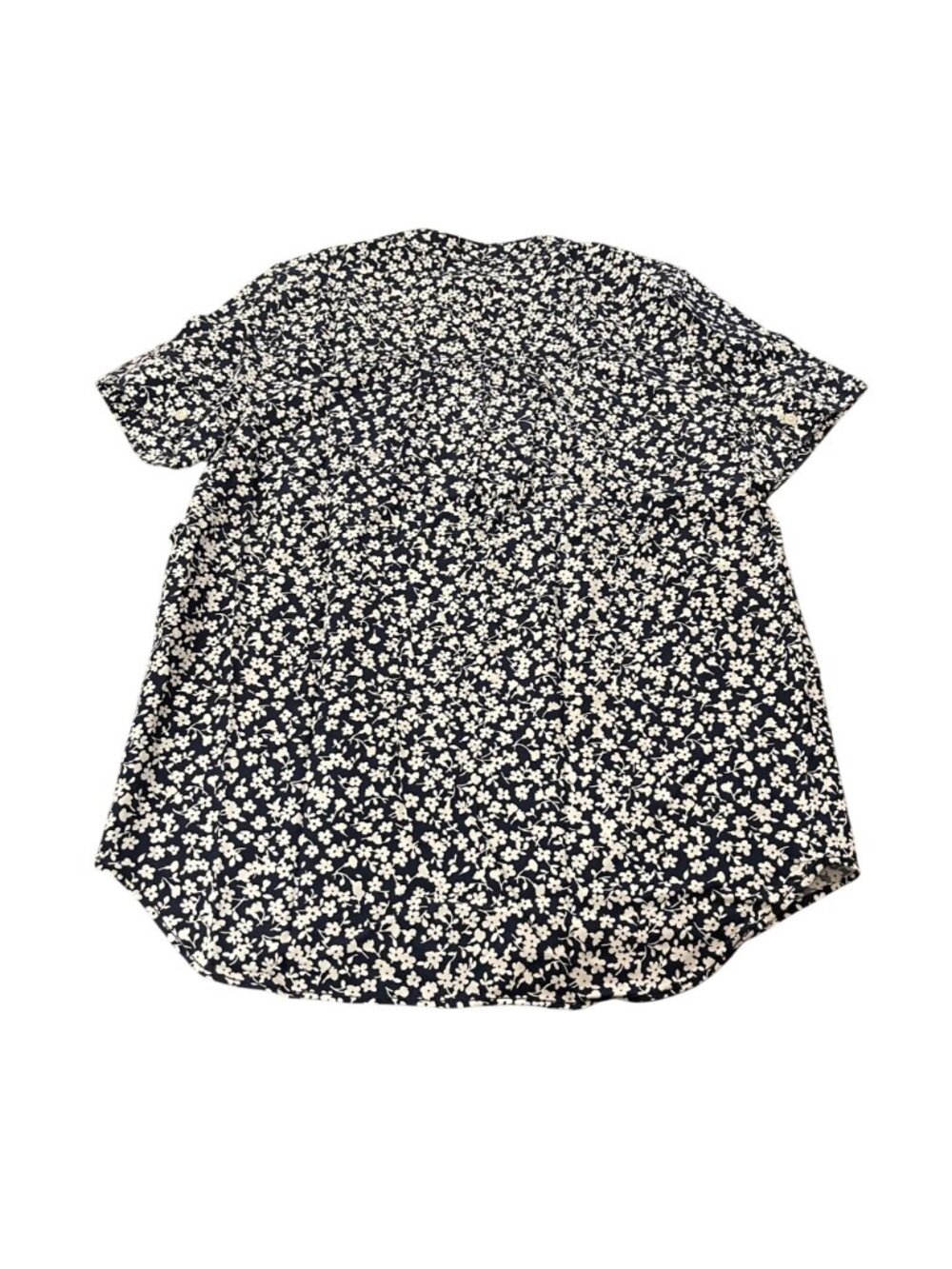J.Crew Womens XS Navy Floral Short Sleeve Blouse Split Neck 100% Viscose Lightwe - Picture 2 of 12